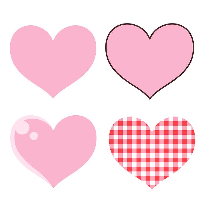 Cute pink heart icon set