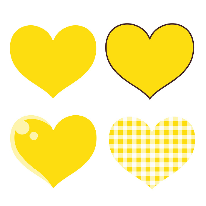 Cute yellow heart icon set
