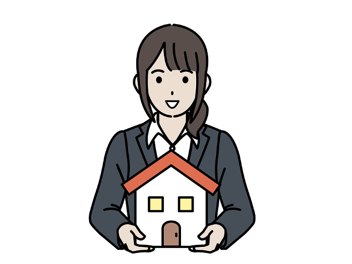 Clip art of woman introducing real estate
