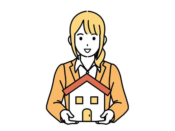 Clip art of woman introducing real estate