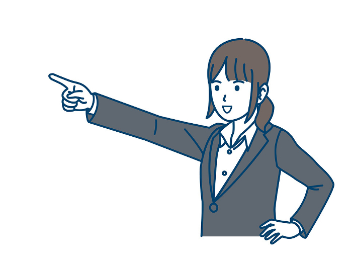Goal, Illustration of a female office worker pointing her finger