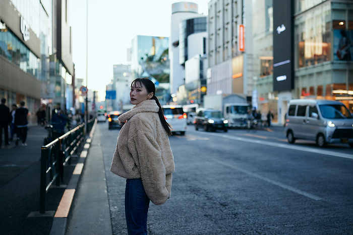 Japanese woman looking at the camera