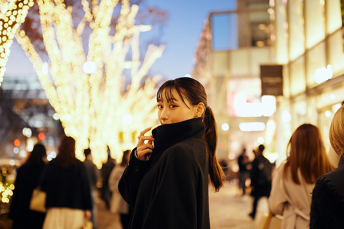 Japanese woman looking at the camera