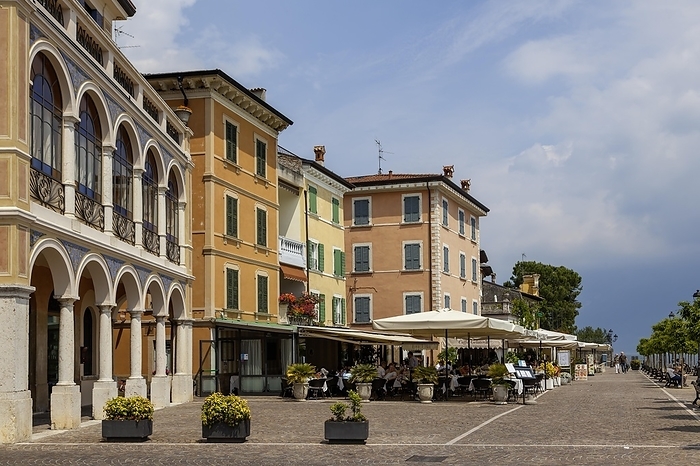 Waterfront promenade with restaurants in Gargnano, Lake Garda, Province of Brescia, Lombardy, Italy, Europe, by AnnaReinert