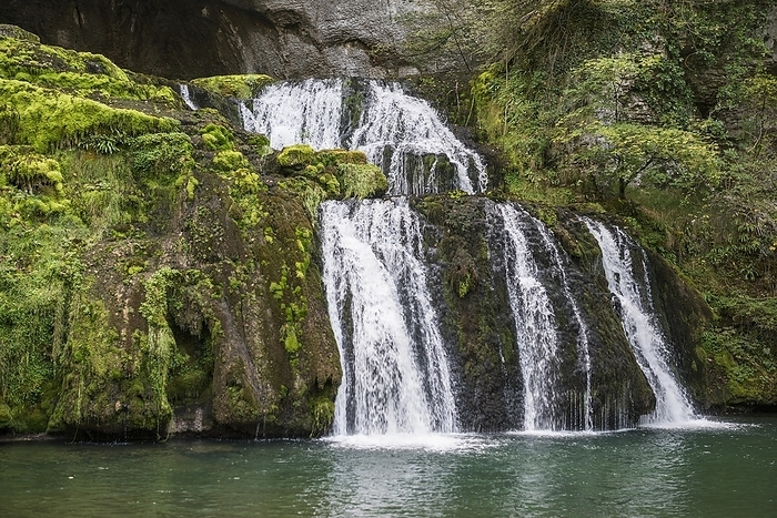 Spring and waterfall, Source du Lison, Source des Lison, Nans-sous-Sainte-Anne, Département Doubs, Bourgogne-Franche-Comté, Jura, France, Europe, by Daniel Schoenen