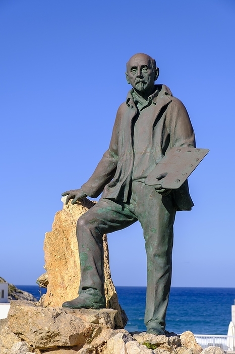 Monument to painter Llorenç Cerdà i Bisbal, Cala de Sant Vicenc, Majorca, Balearic Islands, Spain, Europe, by Fotografie Lisa + Wilfried Bahnmüller