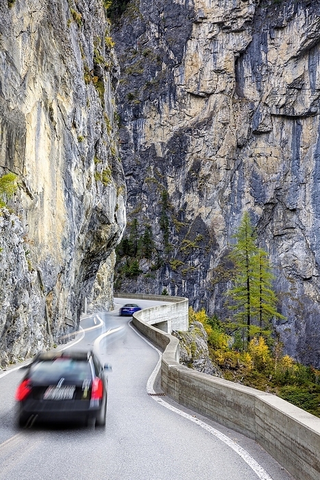 Albula Pass, road with many bends, Bergün, Grisons, Switzerland, Europe, by Arnulf Hettrich