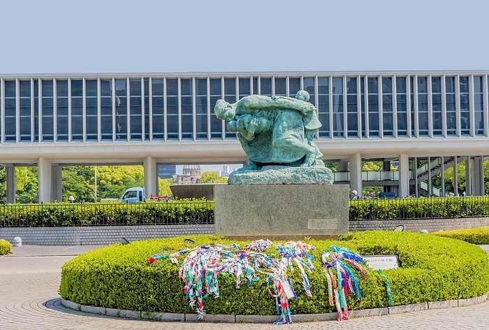 Statue of woman with children at entrance to Peace Memorial Park in Hiroshima, Japan, Asia, by aminkorea