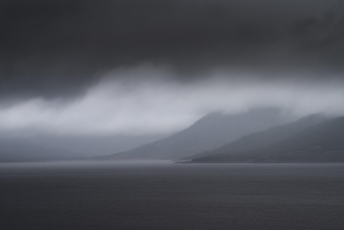 Uncomfortable atmosphere at Sönstevatn, landscape format, light mood, storm, rain, Uvdal, Viken, Norway, Europe, by Karsten Jeltsch
