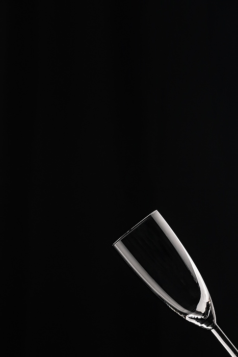 An empty champagne glass against a black background with clear lines, by Lucas Seebacher