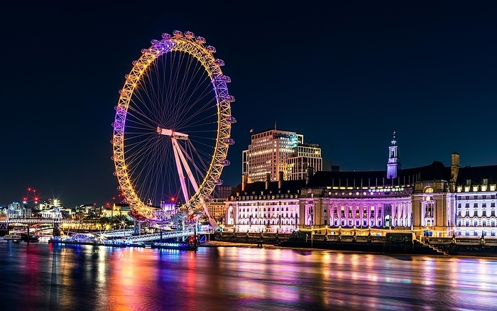 Night in London, London Eye over River Thames, London, England, United Kingdom, Europe, by Maciej Olszewski