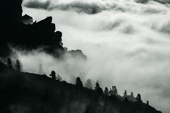 Sea of fog with rocky peaks of the Dolomites, Corvara, Dolomites, Italy, Europe, by Robert Seitz
