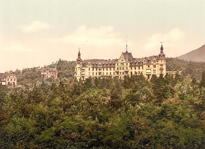 Hohenhonnef Sanatorium on the Rhine, North Rhine-Westphalia, Germany, Historic, Photochrome print from the 1890s, Europe, by Sunny Celeste