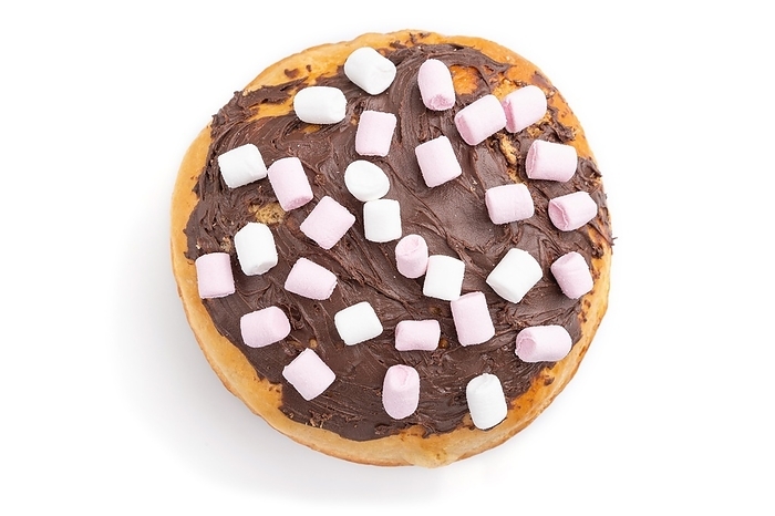 Homemade glazed and decorated chocolate easter pie isolated on a white background. Top view, flat lay, close up, by ULADZIMIR ZGURSKI