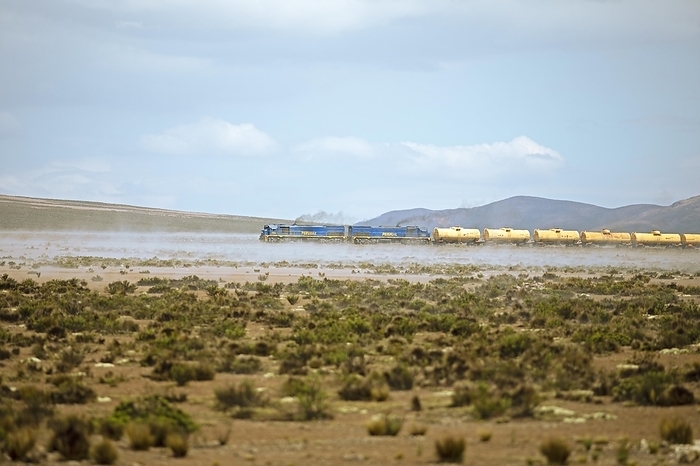 Goods train Perurail, Altiplano, Arequipa province, Peru, South America, by Martina Katz