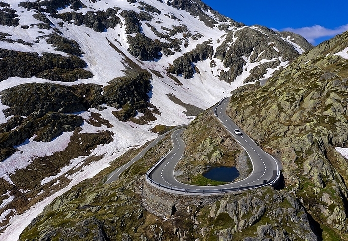 Switzerland Hairpin bend on the pass road to the Great St. Bernard Pass, Valais, Switzerland, Europe, by Guenter Fischer