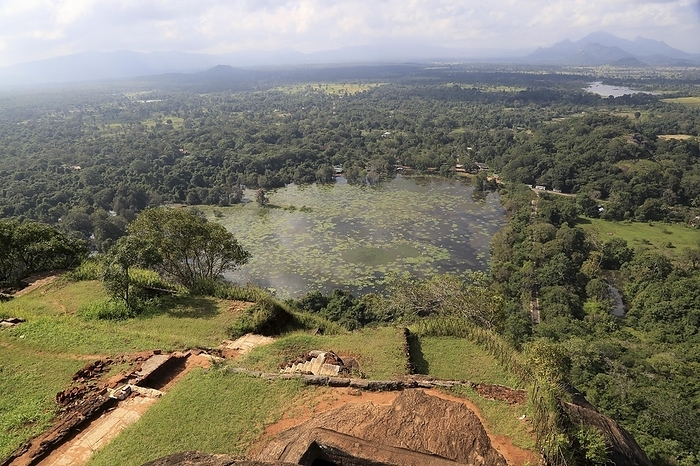 Sri Lanka View of lake and forest from rock palace, Sigiriya, Central Province, Sri Lanka, Asia, by Ian Murray