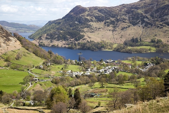 United Kingdom View of Ullswater lake and Glenridding village, Lake District, Cumbria, England, UK, by Ian Murray