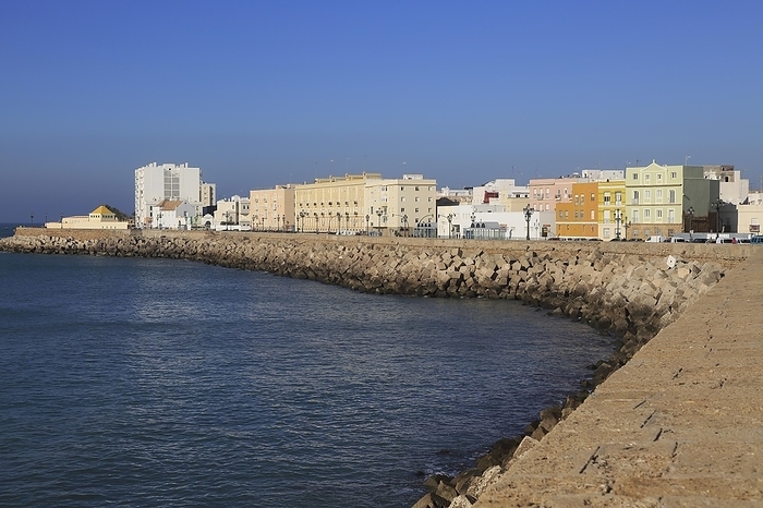 Spain Coastline in Barrio de la Vina, city centre of Cadiz, Spain, Europe, by Ian Murray