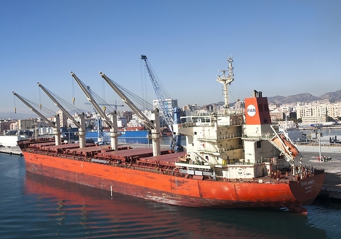 Spain Cargo ship bulk carrier in the port of Malaga, Spain, Europe, by Ian Murray