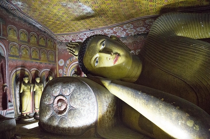 Sri Lanka Buddha figure inside Dambulla cave Buddhist temple complex, Sri Lanka, Asia, by Ian Murray