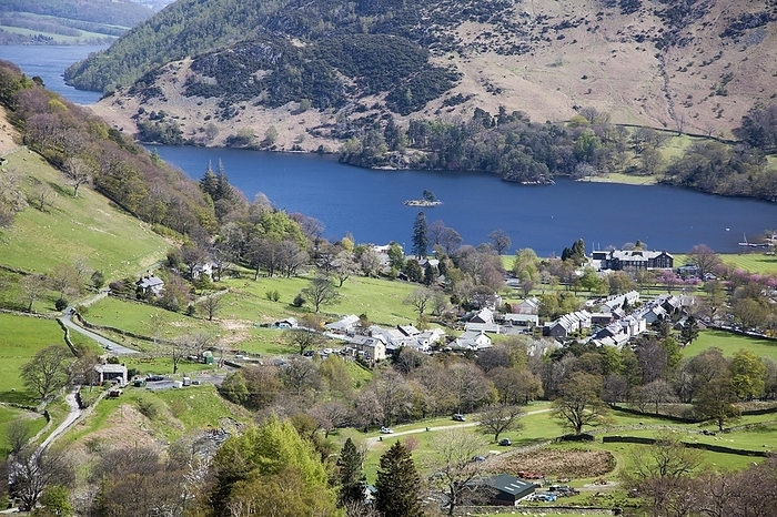 United Kingdom View of Ullswater lake and Glenridding village, Lake District, Cumbria, England, UK, by Ian Murray