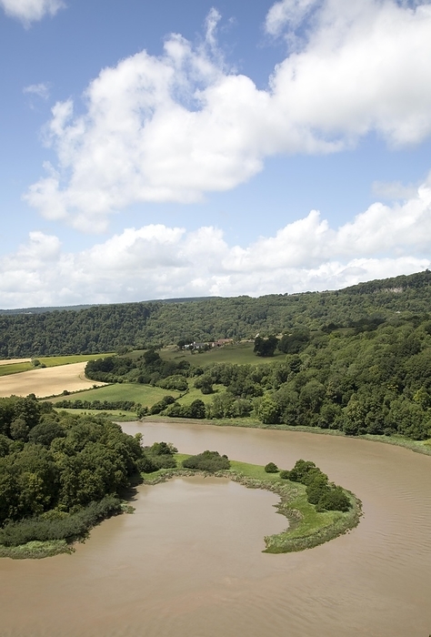 Wales View north towards Lancaut over incised meander, gorge and river spit, River Wye, near Chepstow, Monmouthshire, Wales, UK, by Ian Murray