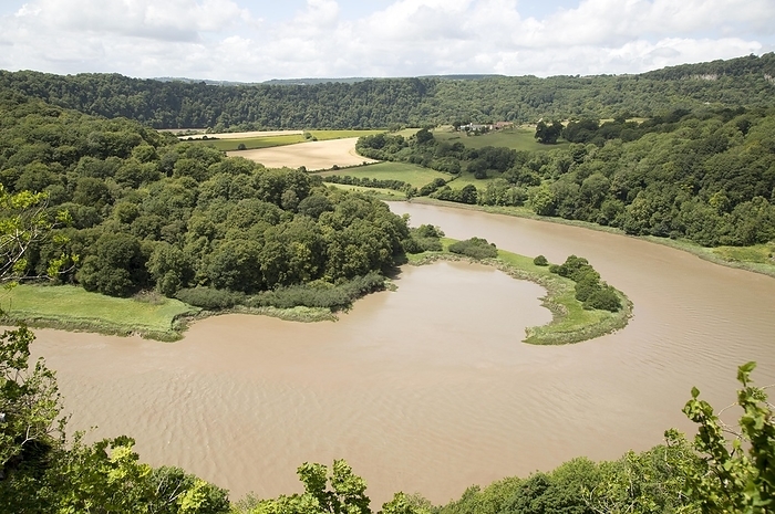 Wales View north towards Lancaut over incised meander, gorge and river spit, River Wye, near Chepstow, Monmouthshire, Wales, UK, by Ian Murray