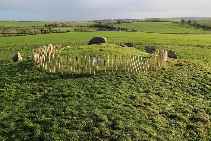 United Kingdom West Kennet neolithic long barrow, Wiltshire, England, UK under repair, by Ian Murray