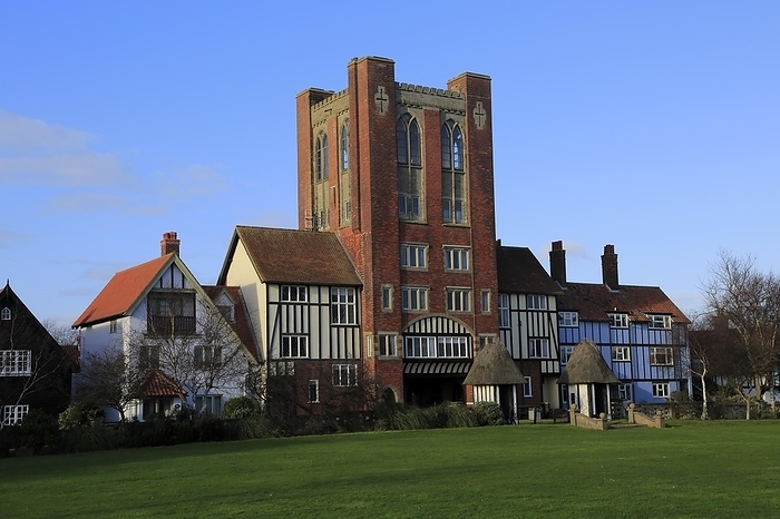 United Kingdom Eccentric mock Tudor architecture of water tower and houses, Thorpeness, Suffolk, England, United Kingdom, Europe, by Ian Murray