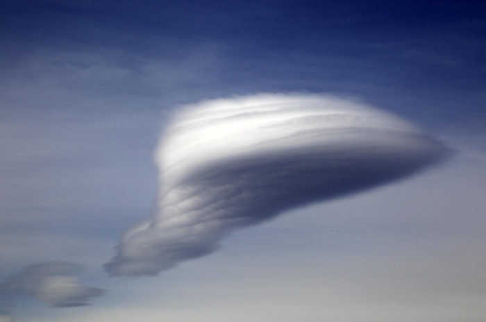Spain Lenticular cloud, altocumulus, lenticularis, formed over Alpujarras mountains, Almeria, Spain, Europe, by Ian Murray