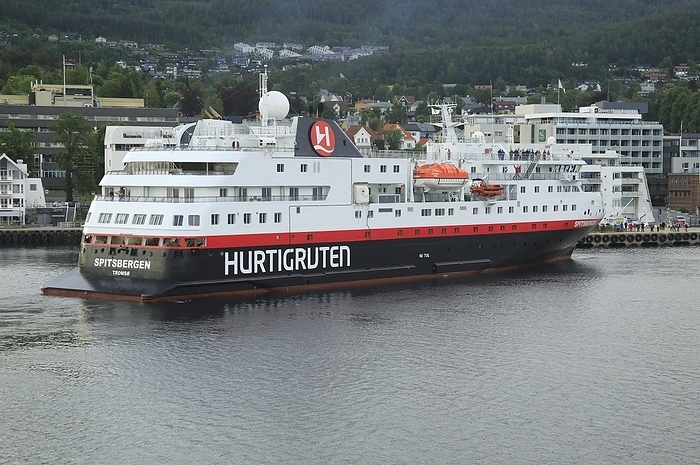 Norway Hurtigruten ship  Spitsbergen  arriving at port of Molde, Romsdal county, Norway, Europe, by Ian Murray
