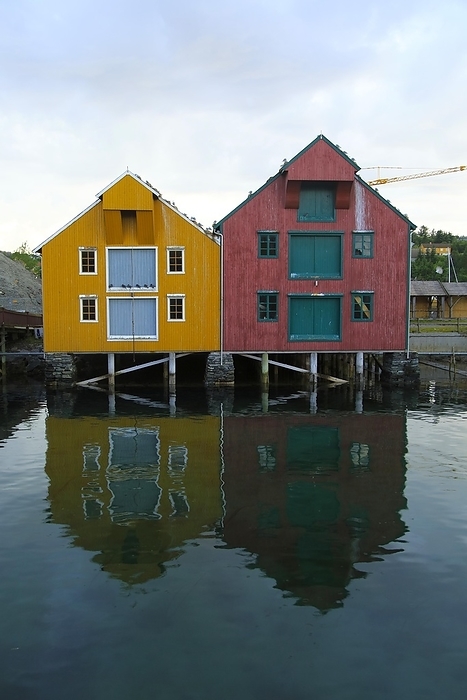 Norway Traditional harbour buildings in fishing village of Rorvik, Norway, Europe, by Ian Murray