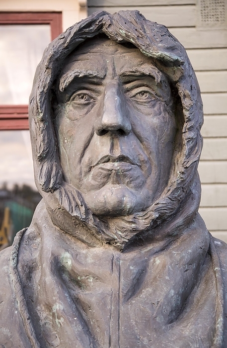 Norway Roald Amundsen, 1872 1928, bust statue sculpture of famous explorer at the Polar Museum, Tromso, Norway, Europe, by Ian Murray