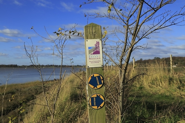 United Kingdom Footpath bridleway sign post Suffolk Coast and Heaths AONB, Suffolk, England, UK, by Ian Murray