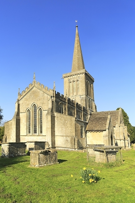 United Kingdom Church of Saint Mary the Virgin with steeple, Bishops Cannings, Wiltshire, England, UK, by Ian Murray