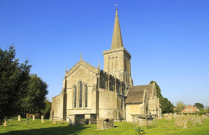 United Kingdom Church of Saint Mary the Virgin with steeple, Bishops Cannings, Wiltshire, England, UK, by Ian Murray