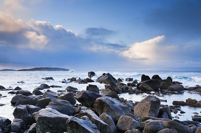 Scotland Blue hour dawn on a rocky beach near Reiff on the west coast of Scotland, by Patrick Frischknecht