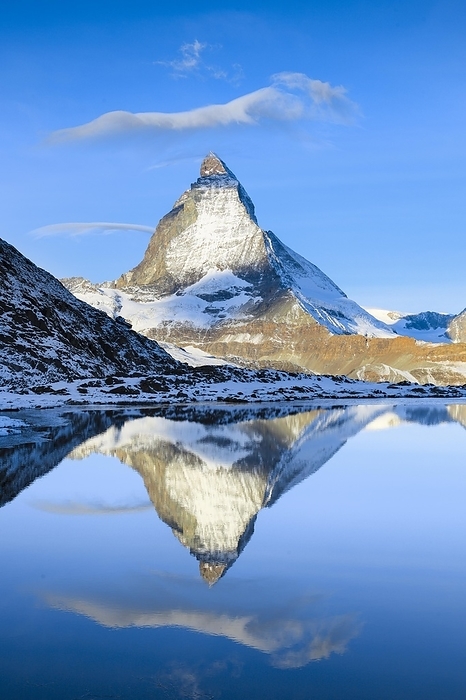 Switzerland Matterhorn and mountain lake, Valais, Switzerland, Europe, by Patrick Frischknecht