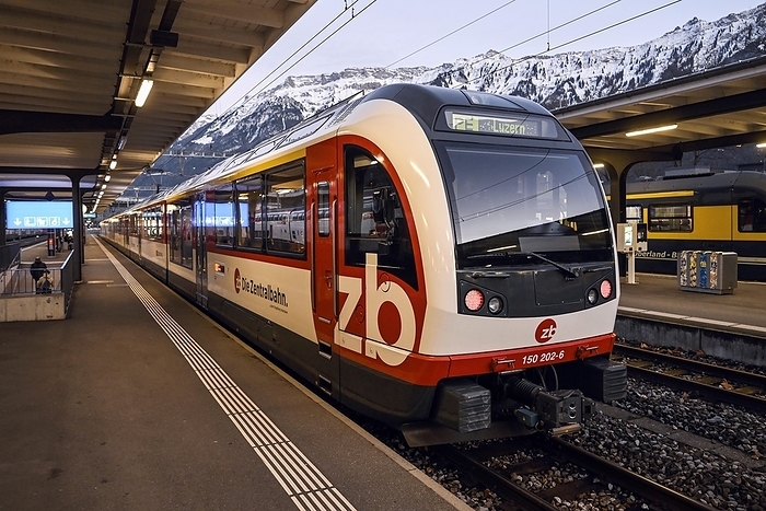 Switzerland Zentralbahn passenger train Interlaken Ost station, Switzerland, Europe, by Pius Koller