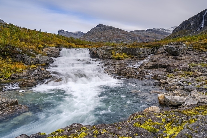Norway Autumn in Reinheimen National Park, mountains with river in Valldalen valley, Stigbotthornet mountain, M re og Romsdal, Norway, Europe, by Susanne Aigner