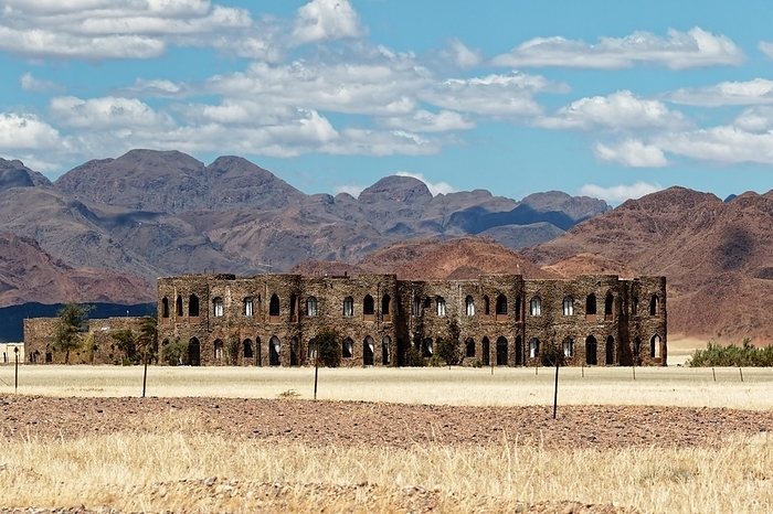 Namibia Le Mirage Desert Lodge   Spa, Old ruin stands alone in the desert landscape, Traveldestination, Namibia, Africa, by Tobias Huet