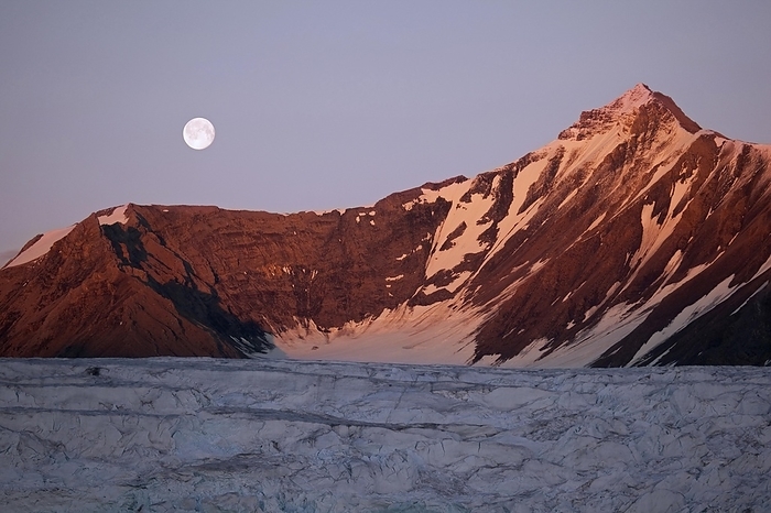 Norway Full moon rising over glacier and mountains at Svalbard, Spitsbergen, Norway, Europe, by alimdi   Arterra