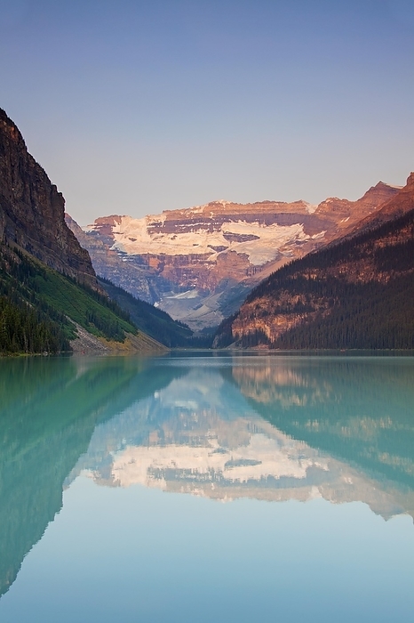 Canada Glacial Lake Louise with Victoria glacier and mountains reflected in emerald water, Banff National Park, Alberta, Canada, North America, by alimdi   Arterra