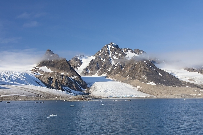 Norway Mountains and glacier at Hamilton Bay, Raudfjorden, Svalbard, Spitsbergen, Norway, Europe, by alimdi   Arterra