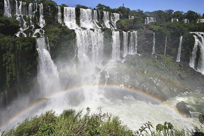 Argentina Rainbow in front of the Iguazu Falls, Iguassu Falls, Igua u Falls seen from Argentina, by alimdi   Arterra