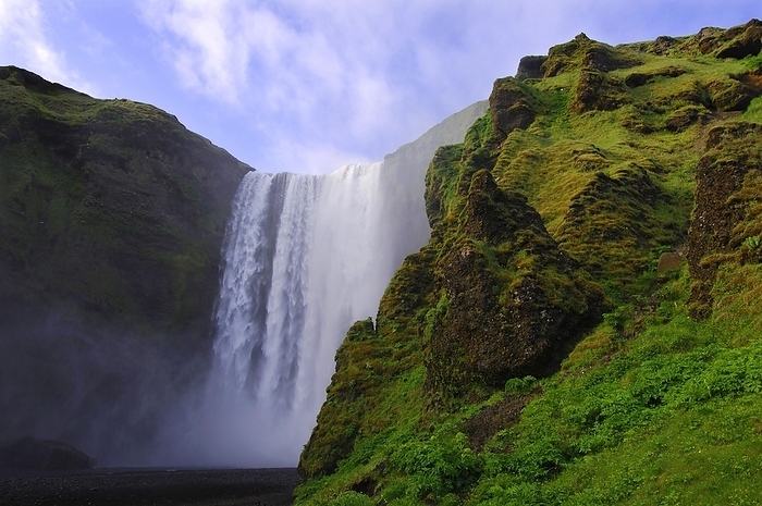 Iceland Skogafoss, one of the highest waterfalls  60m  in Iceland, by Klaus Steinkamp