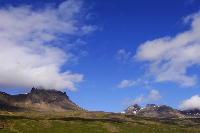 Iceland Jagged ridge of hills above the north side of Berufjordur in the East Fjords region of eastern Iceland, by Klaus Steinkamp