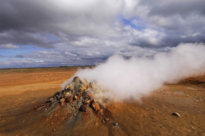 Iceland Steaming geothermal vent or fumarole at Hverarond near Myvatn, north Iceland, by Klaus Steinkamp
