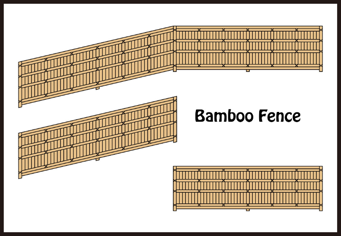 Bamboo Fence Bamboo Fence Illustration Set vector